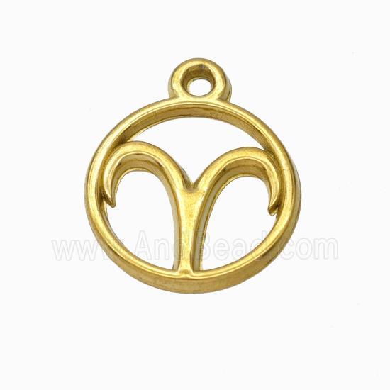 Stainless Steel Symbol Pendant Zodiac Aries Gold Plated