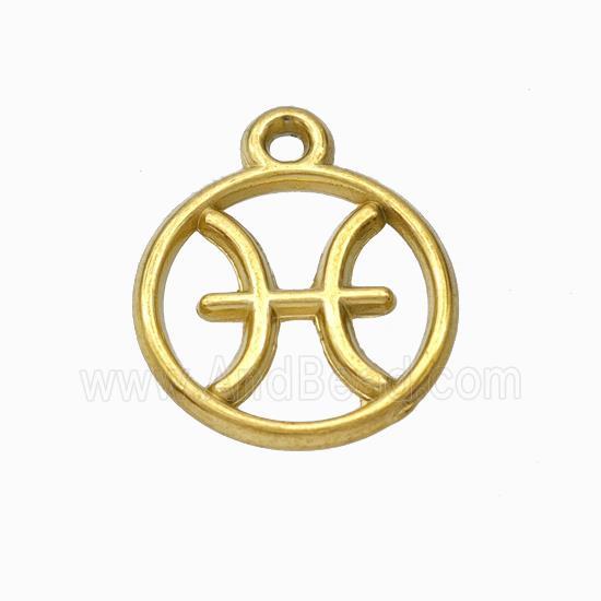 Stainless Steel Symbol Pendant Zodiac Pisces Gold Plated