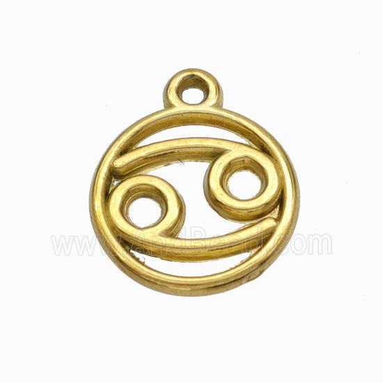 Stainless Steel Symbol Pendant Zodiac Cancer Gold Plated