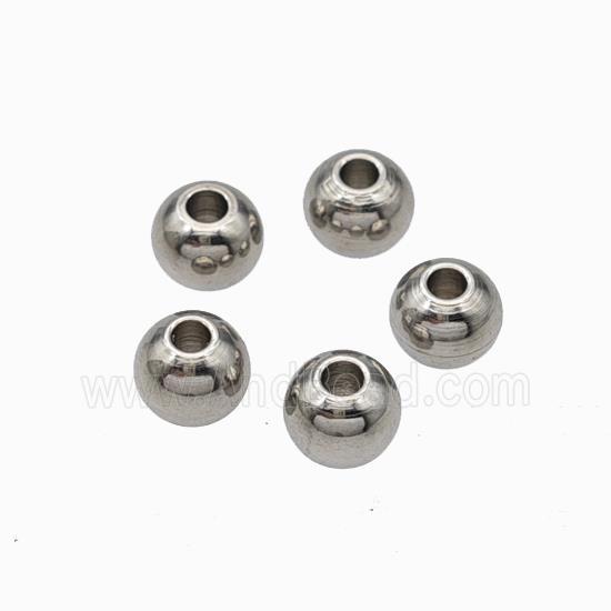 Raw Stainless Steel Round Beads Smooth