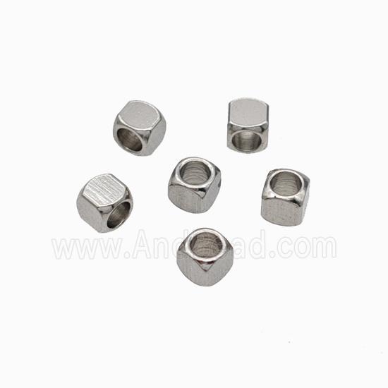 Raw Stainless Steel Cube Beads