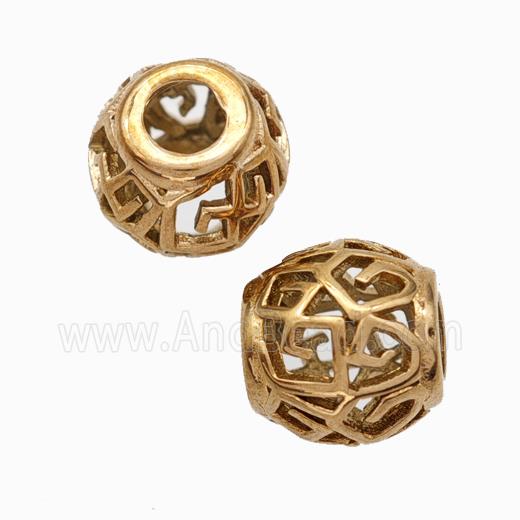 Titanium Steel Barrel Beads Large Hole Hollow Rose Gold