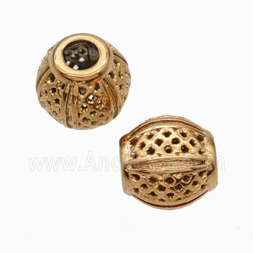 Titanium Steel Barrel Beads Large Hole Hollow Rose Gold