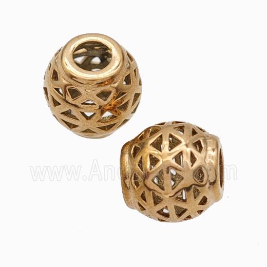 Titanium Steel Barrel Beads Large Hole Hollow Rose Gold