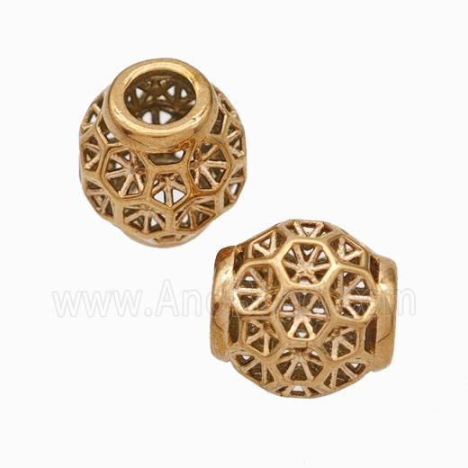 Titanium Steel Barrel Beads Large Hole Hollow Rose Gold
