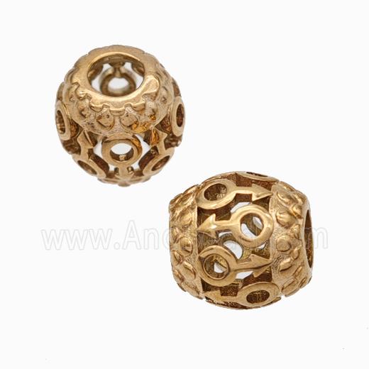 Titanium Steel Barrel Beads Large Hole Hollow Rose Gold