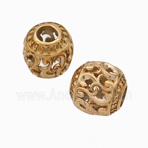 Titanium Steel Barrel Beads Large Hole Hollow Rose Gold
