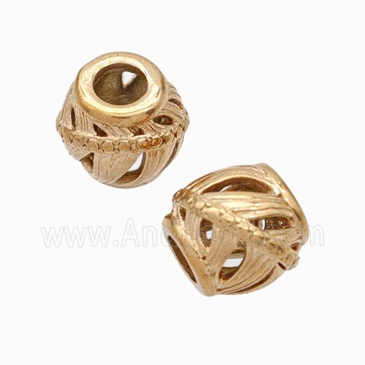 Titanium Steel Barrel Beads Large Hole Hollow Rose Gold