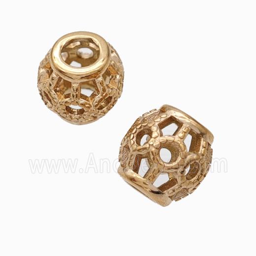 Titanium Steel Barrel Beads Large Hole Hollow Rose Gold
