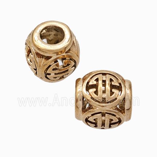 Titanium Steel Barrel Beads Large Hole Hollow Rose Gold