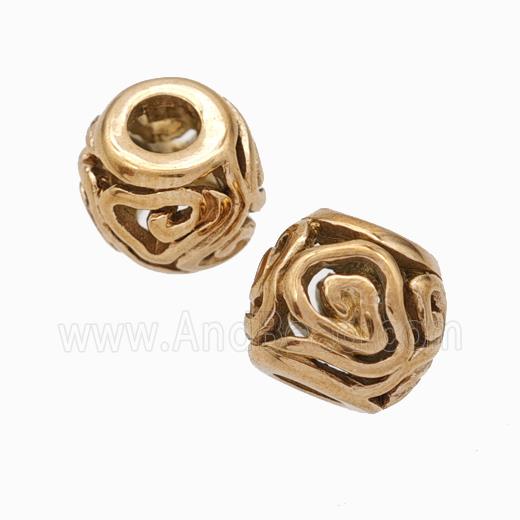 Titanium Steel Round Beads Large Hole Hollow Cloud Rose Gold