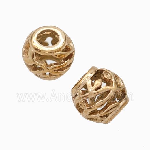 Titanium Steel Barrel Beads Large Hole Hollow Rose Gold