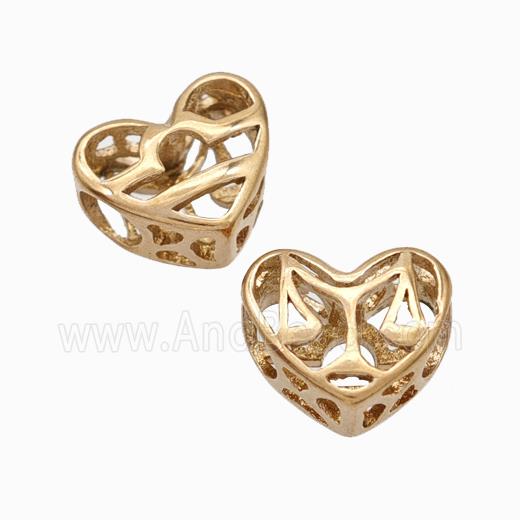 Titanium Steel Heart Beads Zodiac Libra Large Hole Hollow Rose Gold
