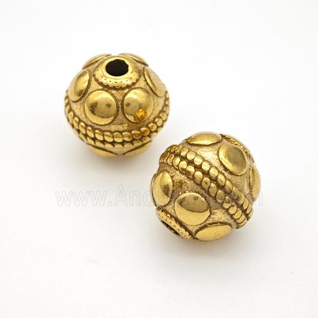 Stainless Steel Beads Round Gold Plated