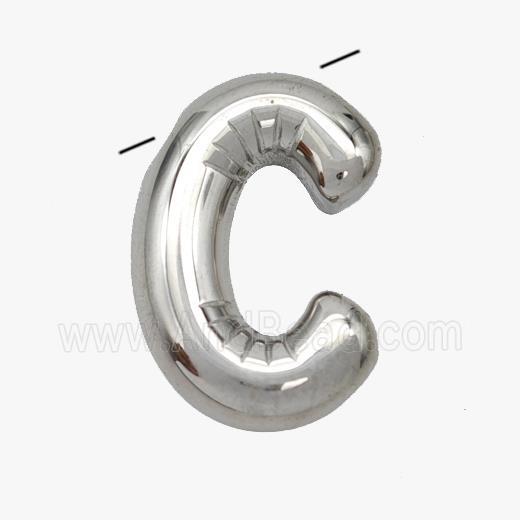 Raw Stainless Steel Letter-C Pendant