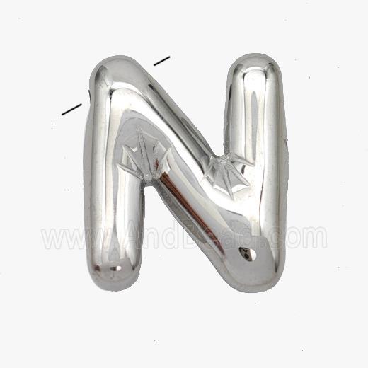 Raw Stainless Steel Letter-N Pendant