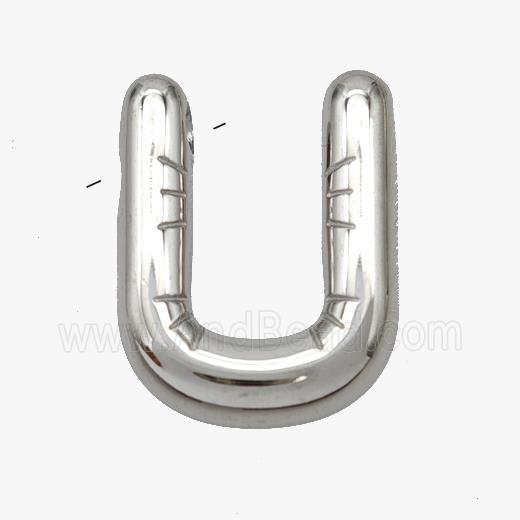Raw Stainless Steel Letter-U Pendant