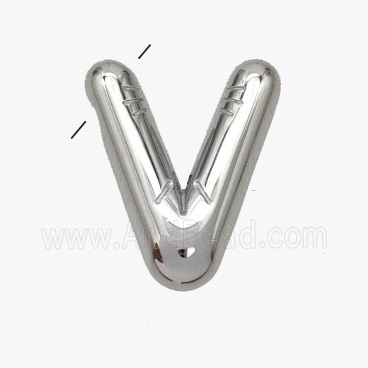 Raw Stainless Steel Letter-V Pendant
