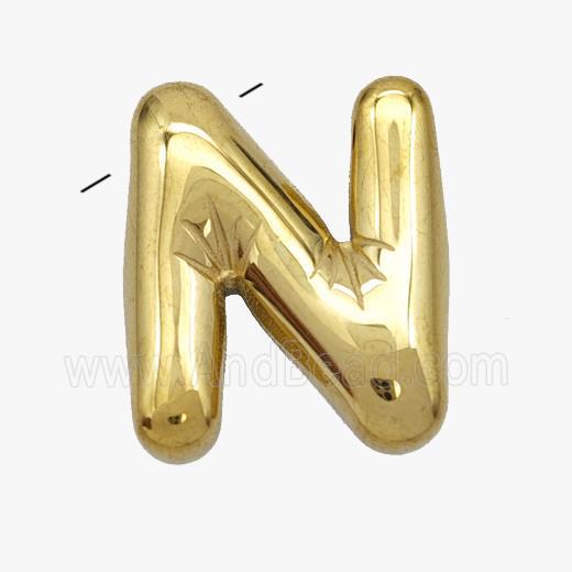 Stainless Steel Letter-N Pendant Gold Plated