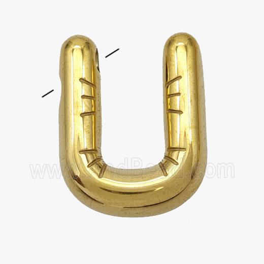 Stainless Steel Letter-U Pendant Gold Plated