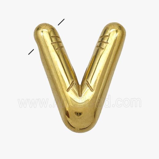 Stainless Steel Letter-V Pendant Gold Plated