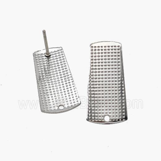 Raw Stainless Steel Stud Earrings Rectangle