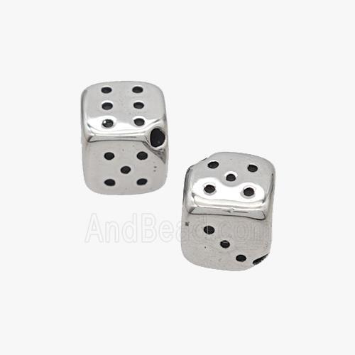 Raw Stainless Steel Dice Beads Cube
