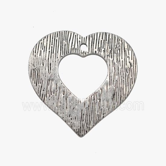 Raw Stainless Steel Heart Pendant Hand Brushed