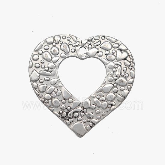Raw Stainless Steel Heart Pendant Hammered