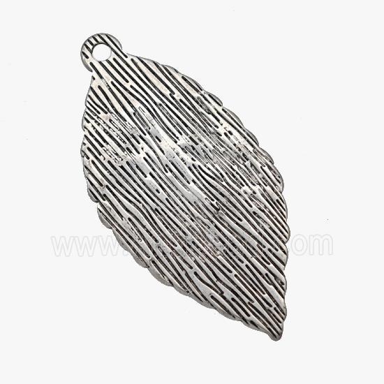 Raw Stainless Steel Leaf Pendant Hand Brushed