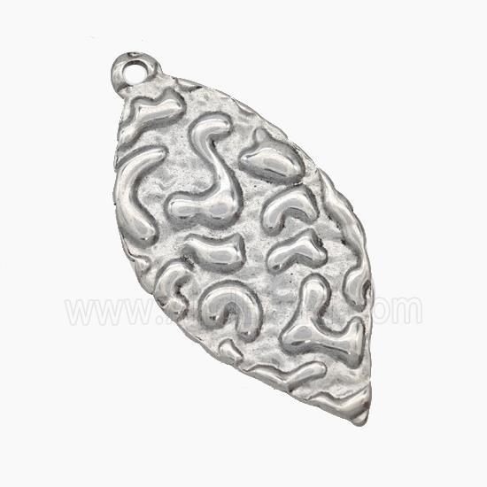 Raw Stainless Steel Leaf Pendant Hammered