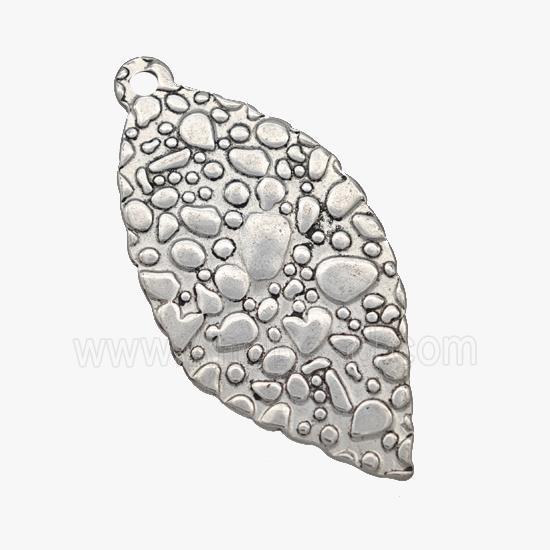 Raw Stainless Steel Leaf Pendant Hammered