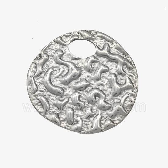 Raw Stainless Steel Circle Pendant Hammered