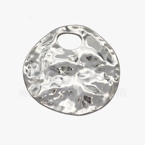 Raw Stainless Steel Circle Pendant Hammered