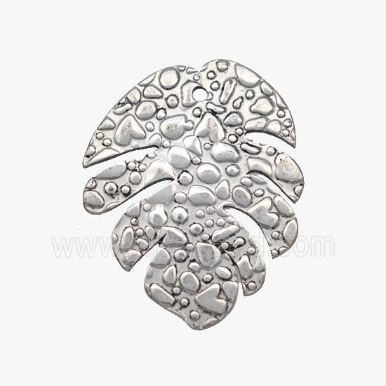 Raw Stainless Steel Leaf Pendant Hammered