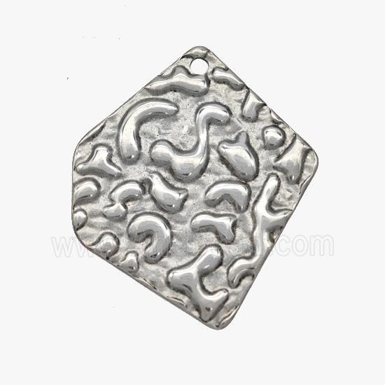 Raw Stainless Steel Slice Pendant Hammered