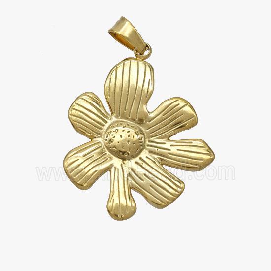 Stainless Steel Flower Pendant Gold Plated