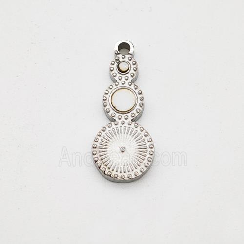 Raw Stainless Steel Clock Pendant Pave Shell