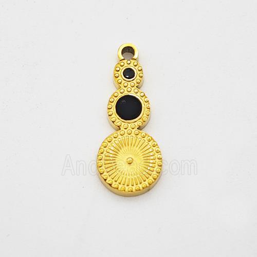 Stainless Steel Clock Pendant Pave Acrylic Gold Plated