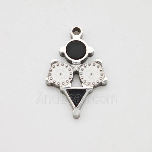 Raw Stainless Steel Clock Pendant Pave Acrylic