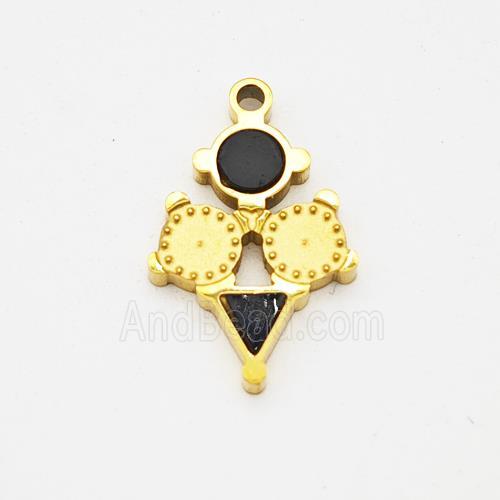 Stainless Steel Clock Pendant Pave Acrylic Gold Plated