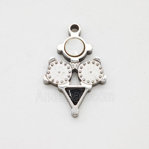 Raw Stainless Steel Clock Pendant Pave Shell Acrylic