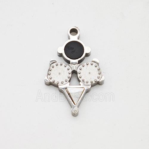 Raw Stainless Steel Clock Pendant Pave Shell Acrylic