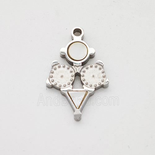 Raw Stainless Steel Clock Pendant Pave Shell