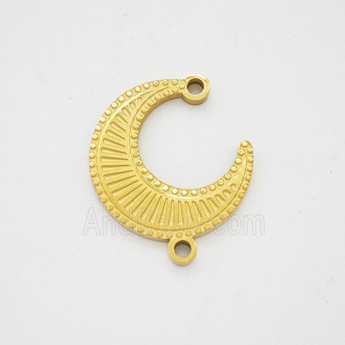 Stainless Steel Moon Pendant 2loops Gold Plated