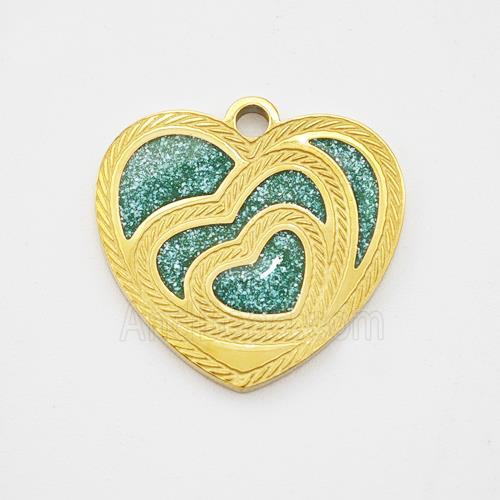 Stainless Steel Heart Pendant Painted Gold Plated