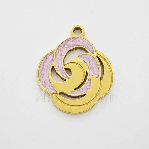 Stainless Steel Flower Pendant Painted Gold Plated