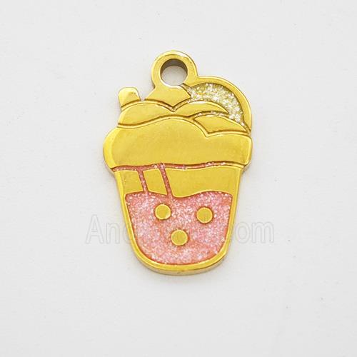 Stainless Steel Ice Cream Bottle Drink Cup Pendant Painted Gold Plated