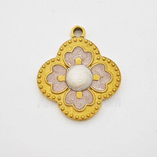 Stainless Steel Clover Pendant Painted Gold Plated