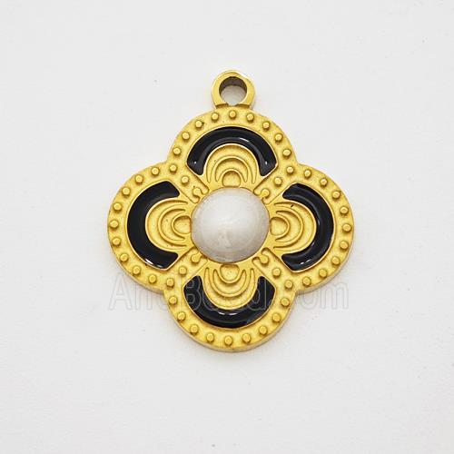 Stainless Steel Clover Pendant Enamel Gold Plated